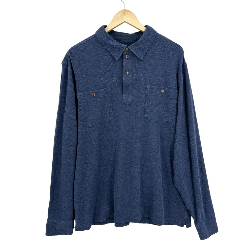 THE FIELD Shirt Long Sleeve Knit Cotton Blend Blue